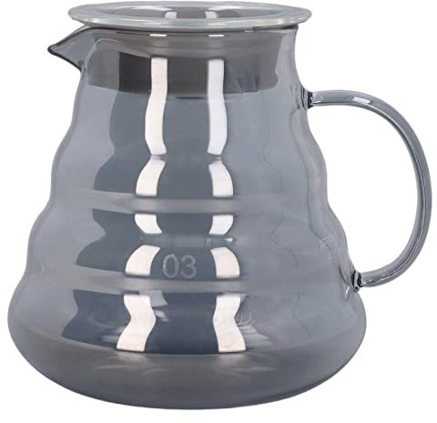Servidor De Café De Vidrio Para Cafetera De Goteo, Cafetera De Vidrio Resistente Al Calor Para Verter Sobre La Cafetera Con Tapa, Jarra Gris Galvanizada(700ml)