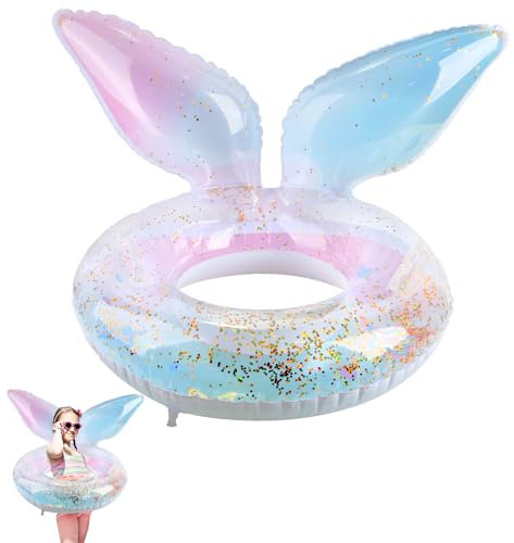 Simring för barn, sjöjungfru gummiring för simning med paljett, läckagesäker uppblåsbar pool ring för barn 4-9 år, 60 cm
