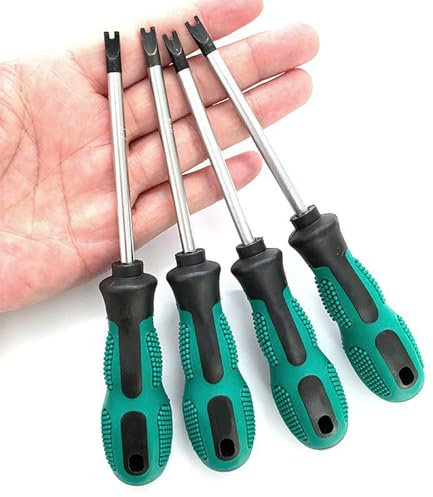 Ksvaye 4 Pcs Tournevis Magnétique de Type-U, M1.7/M2.0/M2.3/M2.6 Jeu de Tournevis en Forme de U Acier au Chrome Vanadium + Tournevis à Fourche PP U Kit D'outils à Main Multifonction CRV