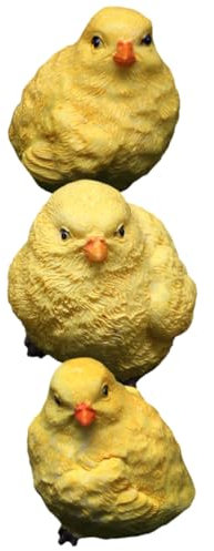 FONDOTIN 3St Hühnerfiguren aus Kunstharz Puppe Tiere GOO flattern Herd Garten kleine Statuen Miniaturfiguren Miniatur-Küken- Miniatur-Kükenfiguren Miniatur-Tierschmuck Yellow
