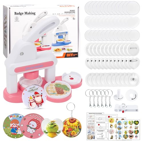 Domigard Badge Maker, 35-55mm DIY Pin Maker Machine for Parent Teacher Gift | DIY Creative Handcraft Set | 48pcs Parts, Pictures & Circle Cutter for Adults Craft, Events Planners Personalised Gifts