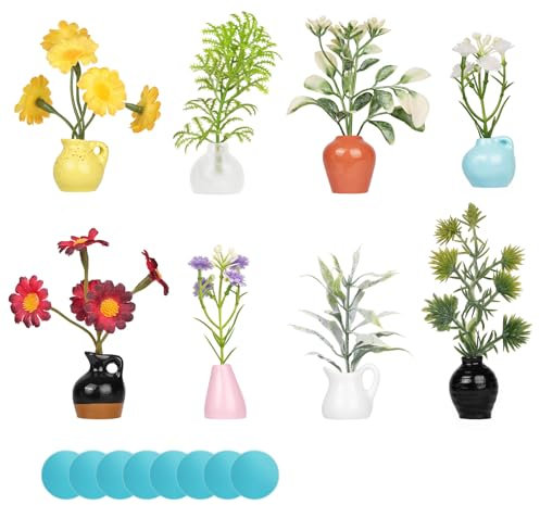 Flintronic 8pcs Mini Vase Fridge Magnets, 3D Tiny Bud Vases, DIY Vase Magnets, Cute Mini Vases Fridge Magnet with Strong Magnet for Refrigerator, Locker, Kitchen, Office (No Flower)