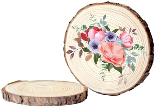 2 dischi di legno da 20 a 23 cm di diametro, rotondi, in legno naturale, circa 15 mm di spessore, per fai da te, per matrimoni, centrotavola di Natale