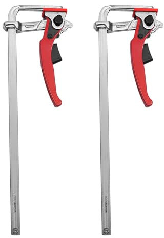 Juego de 2 abrazaderas de sujeción rápida, 30 cm, 396 lbs de fuerza de sujeción, abrazaderas de carraca para mesa MFT y carril guía, herramientas de procesamiento de madera de acero 40Cr, función de