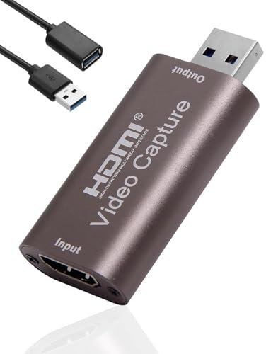 Tarjeta de captura de video: dispositivo de captura de video HDMI 4K a USB 3.0, transmisión en vivo de 1080p 60 fps, Plug and Play, no necesita alimentación externa, compatible con VLC/OBS/Amcap
