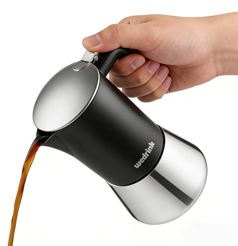 wedrink Stovetop Espresso Coffee Maker 4 Cups Stainless Steel Moka Pot for Greca, Induction, Electric & Gas Stoves(6.5 OZ/200ml)