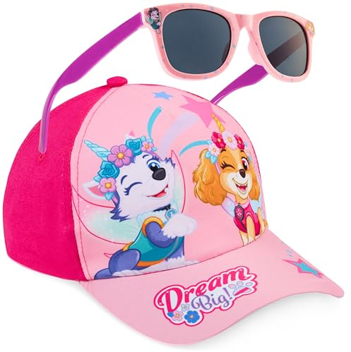 Paw Patrol Gorra Niña Ajustable con Gafas de Sol Protección UV400, Conjunto Niña Verano para Vacaciones, Viajes Accesorios (Rosa Paw Patrol)