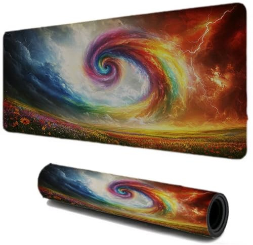 Mouse Mat, Gaming Mouse Pad, Desk Mat 500x250, Improved Precision and Speed, Rubber Base for Stable with Stitched Edges, Grip on Smooth Surfaces, Office Accessories for Laptop Home (Aurora Flower ) 99