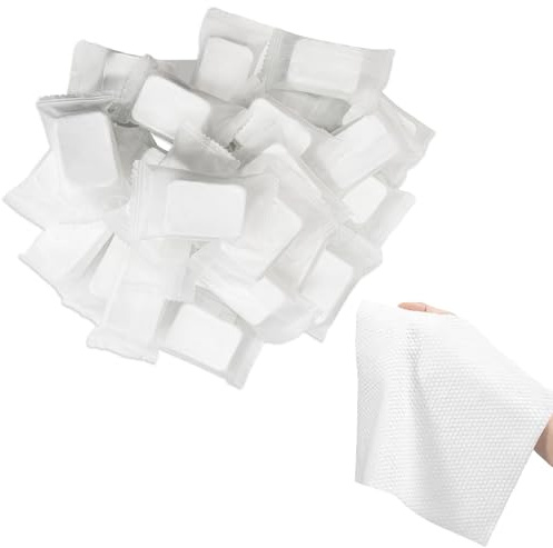 flintronic Komprimierte HandtüCher Tabletten, 60PCS Komprimiertes Handtuch Einweg, Compressed Mini Face Handtücher Tablets, Tragbare Handtücher für Outdoor, Reisen, Arbeitsplätze, Zuhause, 37.5x25cm