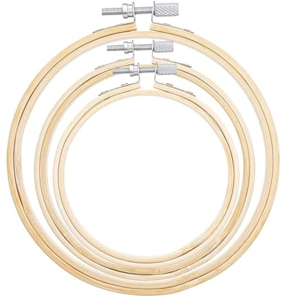 3Pcs Bamboo Embroidery Hoops, 3 Sizes Round Cross Stitch Circle for Sewing Crafts