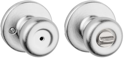 Kwikset Tylo Interior Privacy Door Knob with Lock, Door Handle For Bathroom and Bedroom, Satin Chrome Keyless Turn Lock Doorknob, 1 Count (Pack of 1)