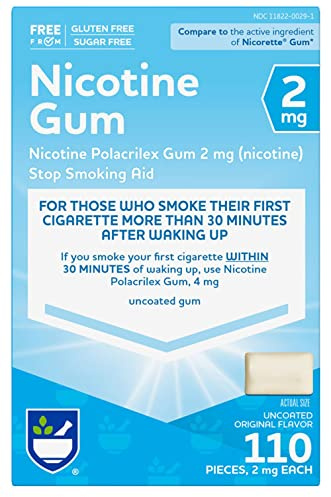 Rite Aid Nicotine Gum, Original Flavor, 2 mg - 110 Count | Quit Smoking Aid | Nicotine Replacement Gum | Stop Smoking Aids that Work | Chewing Gum to Help You Quit Smoking | Nicotine Gum