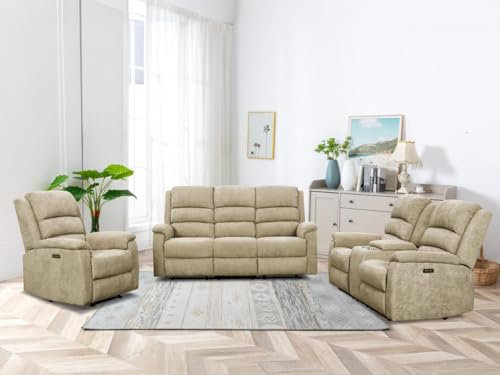 Vente-unique - Ensemble canapé et Fauteuil Relax - Taupe - 4 Places - NEVERS