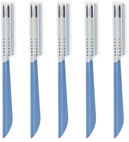 5Pcs Beard Mustache Straight Edge Razors, Men's Beards Edgers Trimmer Shaping Tool Eyebrow Razor Stainless Steel Blade for Facial Hair Fuzz Remover Hair Shaver, Replacement for Travel Grooming Styling