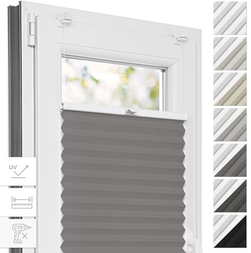 Estika Thermo-Plissee ohne Bohren nach Maß – 6 Farben – Breite 30–129 cm, Höhe 150–230 cm – blickdichtes Premium-Klemmfix-Verdunkelungsplissee