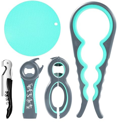 Jar Opener for Weak Hands - 5 Pack Bottle Openers for Arthritis Hands, Can Openers for Arthritic Hands, Top Gadgets Disability Aids and Equipment for Kitchen