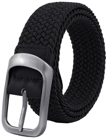 NyxSeat Cinturón Elástico Tejido Sin Agujeros para Hombre, Casual Negro, 105 cm