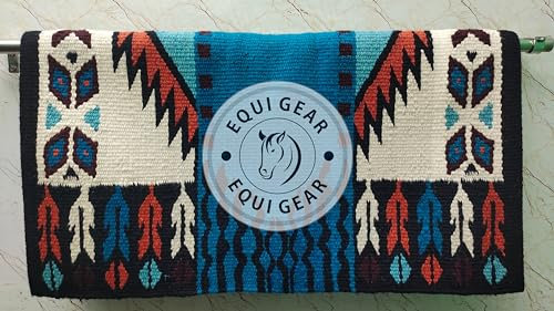 EQUIGEAR Western Show Horse Satteldecke aus neuseeländischer Wolle, Western-Design, handgefertigte Satteldecke, Wollpolster, Sensor Flex (Anpassung möglich), WI32 (36x42)