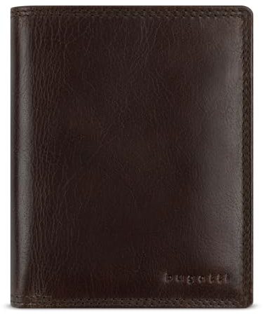 bugatti Savona Geldbörse aus vegetabilem Büffelleder, RFID-Portemonnaie Hochformat, Leder-Wallet für Herren, braun