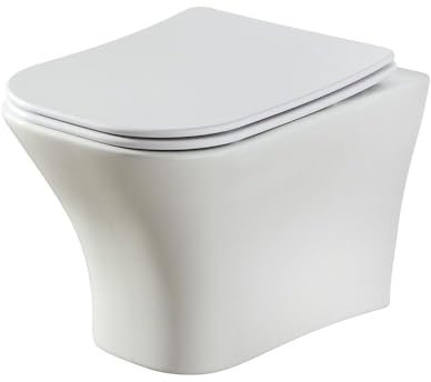Milano Avenham Modern White Ceramic Wall Hung Toilet WC Pan Soft Close Seat