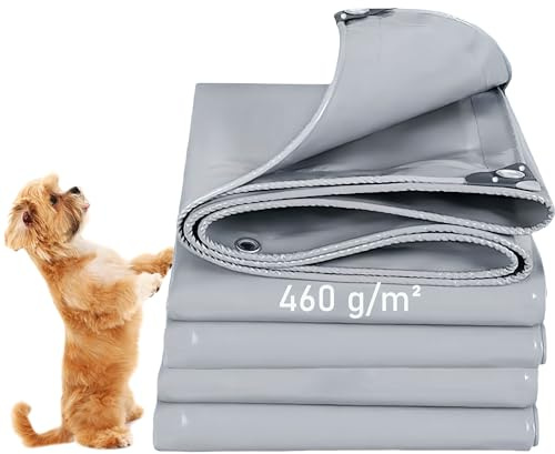 LDQBF Lonas,1x32m 460g/m² PVC Lona Lona Impermeable Exterior Lona Remolque Lona Piscina con Ojales,Metros de Cuerda Gris