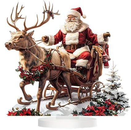 GkgWuxf Julren släde jultomtefigur, jultomtefigurer, jultomte släde skulptur, julsläde med renar, bordsskiva juldekor