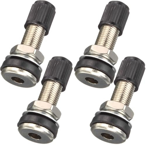 ZUWIJEQ 4 pièces Voiture Moto Pneu Valve Tubeless Potence en métal avec Capuchon Anti-poussière, Valves De Jante Universelles, Poussière Tige De Valve De Roue sans Chambre à Air De Voiture