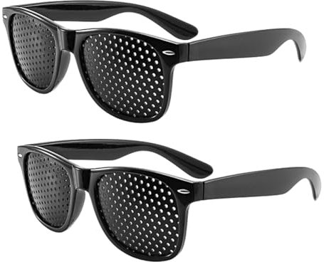 2 Stück Rasterbrille für Augentraining,Black Rasterbrille Pinhole Glasses,Augentrainer Lochbrille Raster-Brille Raster Multidot Brillen,Komfortable Lochbrille für Augentraining zur Entspannung