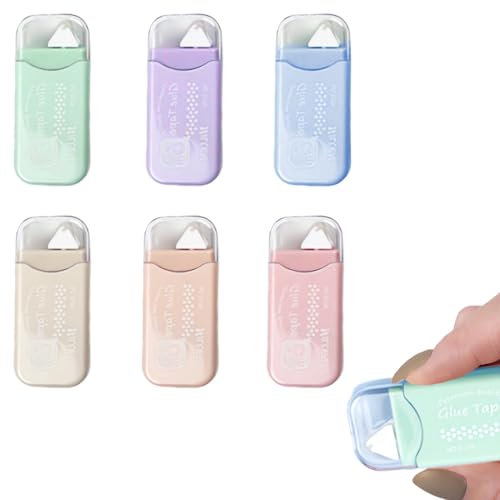 BOPRKTM 6 Pièces Rouleau de Colle Roller Rouleaux De Colle Rouleau Colle Double Face Colle Photo Rouleau Colle Avec Points Colle Roller 6 Couleurs Rouleaux D'adhésif Double Face pour Scrapbooking