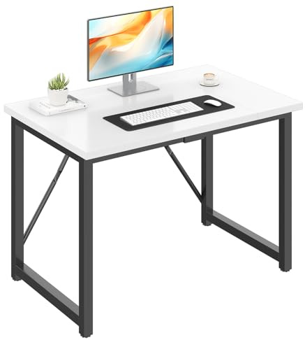 JUMMICO Escritorio de Ordenador 100 x 50 cm | Mesa Oficina Pequeña y Estación Trabajo, Escritorio Pequeña para Estudio, Oficina, Dormitorio(Blanco, 100 x 50 cm)