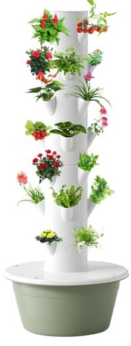 Kit sistema di coltivazione idroponica, torre verticale da giardino con sistema a pompa, giardino idroponico da interno per erbe, frutta e verdura, 20/28 fori, 5/7 strati