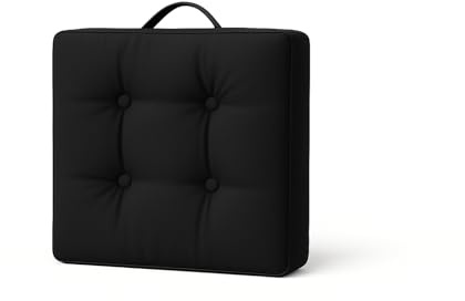 Bella Nights Booster Seat Cushion Pad – 100% Cotton Filling Thick Seat Pad for Armchair & Garden Chairs – Comfortable 45cm x 45cm with 10cm Thickness (Black)
