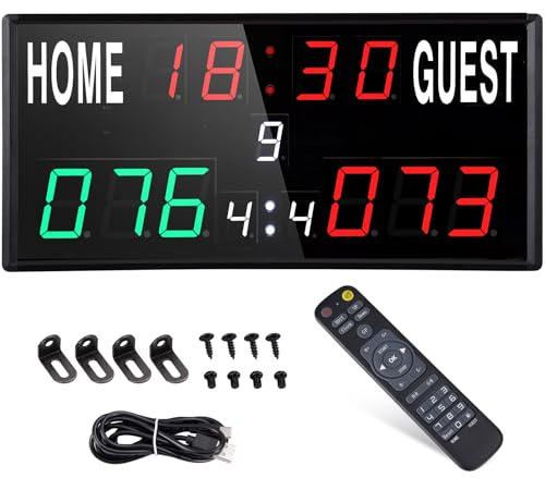 PELLOR Electronic Scoreboard with Buzzer, LED Portable Scoreboard Basketball, Cornhole Score Keeper for Corn Hole/Ping Pong/Table Tennis Sports, Indoor & Outdoor Games