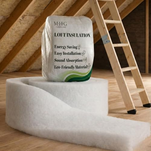 MHG Textiles Loft Insulation Roll - 8M x 370mm x 110mm - Eco Polyester Thermal Insulation for Roof, Loft, Wall & Garage - Itch-Free, Moisture Resistant, Easy DIY Install, Energy Saving