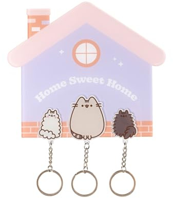 Grupo Erik | Support Porte-Clef Pusheen avec 2 Porte-Clés | Porte-Clés Mural | Des cadeaux pour femme, homme et enfant sous Licence Officielle (16 x 16 cm)
