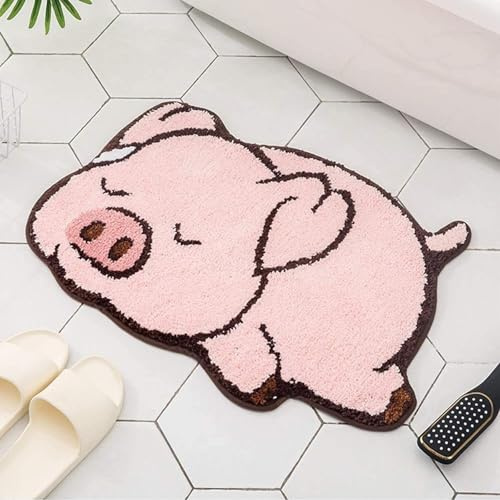 Dermalyx Alfombra de baño gruesa diseño de cerdo rosa lindo alfombra de baño alfombra de baño habitación infantil sala de exposición alfombra de baño antideslizante alfombra de juego