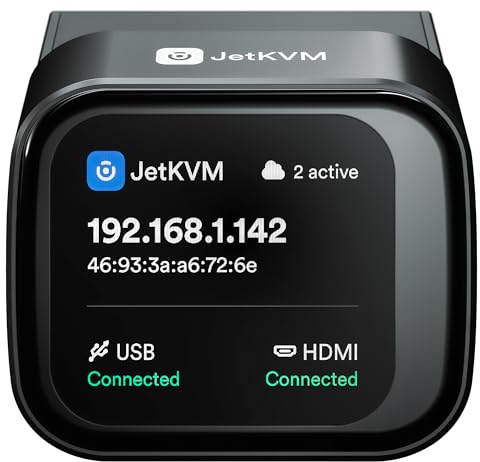 JetKVM IP KVM PC Remote Control, Jet KVM Over IP Internet Open-Source with Touchscreen LCD, Network IP KVM Switch Remote BIOS Access for Computer and Server Ultra-Low Latency