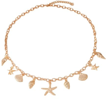 Vesavifaka Collana d'oro da Donna, Collana con Conchiglie e Pendente a Stella Marina, Gioiello Stile Boho, Collana Girocollo da Donna, Gioielli con Conchiglie delicati e Regolabili per L'Estate e