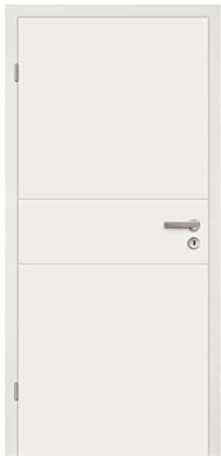 HORI® Zimmertür Vigo Weißlack RAL9010 Röhrenspan Eckkante | Innentüre, Türblatt, passende für alle Standard Zargen mit DIN Größe I 1985 x 735 mm I DIN Links
