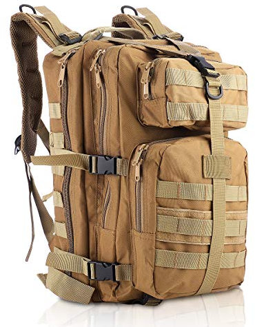 SHANNA Mochila Militar, táctica 35L, del ejército MOLLE, de Asalto, de Combate táctica para Senderismo al Aire Libre Camping Trekking Pesca Caza (Caqui)