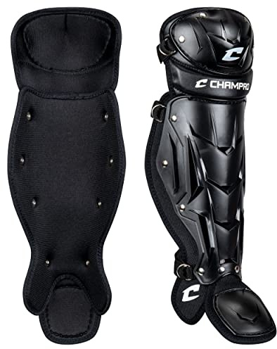 Champro Optimus MVP Single Knee Baseball Catcher’s Leg Guards, 14.5 Shin Length, CG105B, Black