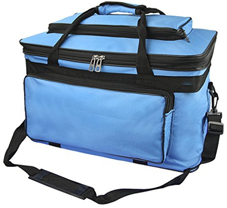 Large Waterproof Canvas Art Portfolio Bag - Folding Portable Art Supplies Storage Tote Bag - Painting Tools Carrier Box Carrying Case with Shoulder Strap for Paintings, Brushes, Palette, Sketchbook