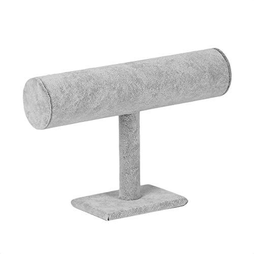 tooloflife Samt-Leder-Schmuckständer für Schmuck, schwebende T-Bar-Halterung, Armband-Display, 5 Farben, T-Bar Armband Kette Uhr Halskette Hand Display Ständer Halter Organizer Ice Velvet Grau