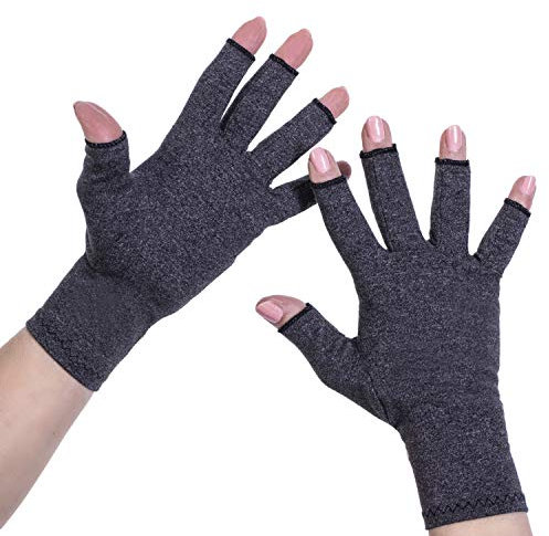 Sandine Kompressionshandschuhe Mit Offenen Fingern – Arthritis-Handschuhe für Damen und Herren – Perfekt zur Linderung von Arthritis-Symptomen Karpaltunnelsyndrom – von Sandine (Schwarz, S)