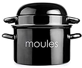 IBILI - Olla para mejillones negra, 18 cm, Acero esmaltado, Apta para induccion