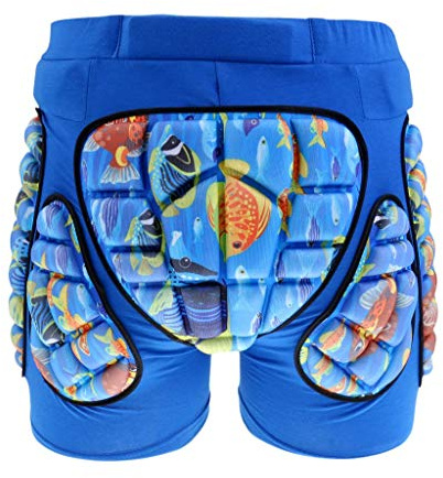 Deluxe gepolsterte Eiskunstlauf-Shorts für Kinder, Jungen und Mädchen, 3D-Schutzpolster für Hüfte, Steißbein und Hintern (Blau, S)