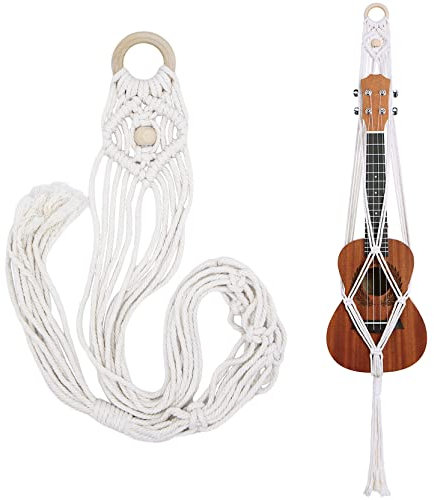 Makramee-Ukulelen-Aufhänger, Makramee-Wandhalterung, Ständer, Halter für Konzert-Ukulele, Wanddekoration, Ukulele, Alternativ-Set
