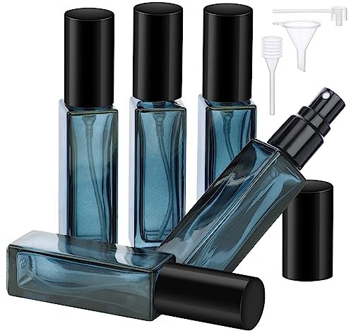 Segbeauty Portaprofumo da Viaggio 10ml, 5 Pezzi Vetro Nebulizzatore Profumo, Vuoti e Portatile, Dispenser da Viaggio per Vita Quotidiana Adatto (Blu)