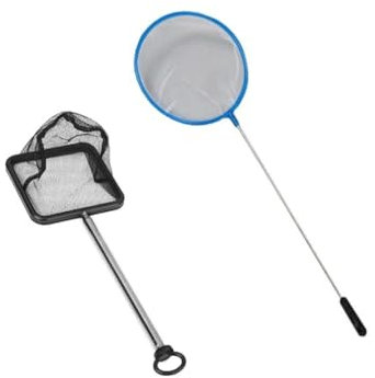 2 x Aquarium Fish Net, Shrimp Catch Net, Mini Fishing Net with Telescopic Poles Handle and a Small Fishing Net, for Aquarium, Lakes, Ponds
