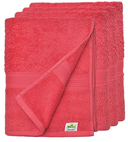 leevitex® Handtuch 4er Set aus 100% Baumwolle, weich und saugstark | 500 g/m² | 50 x 100 cm | Rot